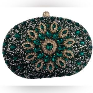 Elegant Green Beaded Evening Clutch